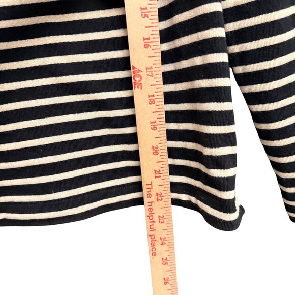 Madewell Womens XS Black Beige Striped Long-Sleeve Top - Picture 3 of 8